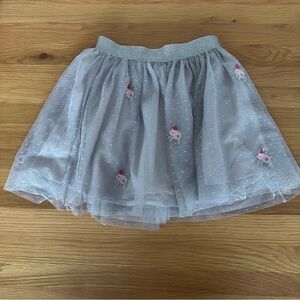 Sergent Major Gray Tulle Skirt with Floral Embroidery 5T